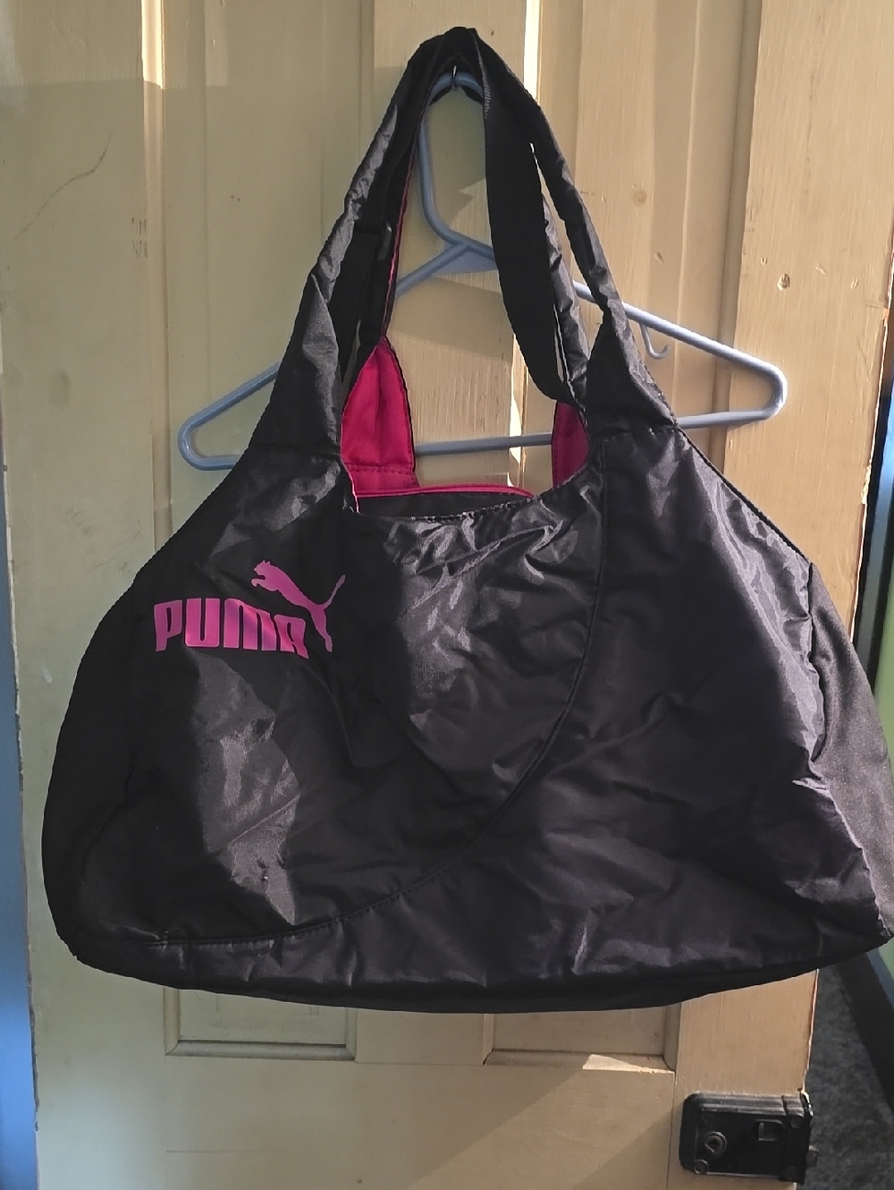 Puma Black Tote with Pink Logo and Lining